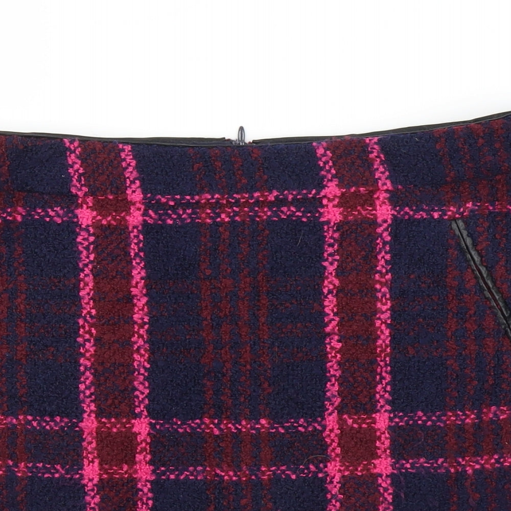 Oasis Womens Purple Plaid  A-Line Skirt Size 12