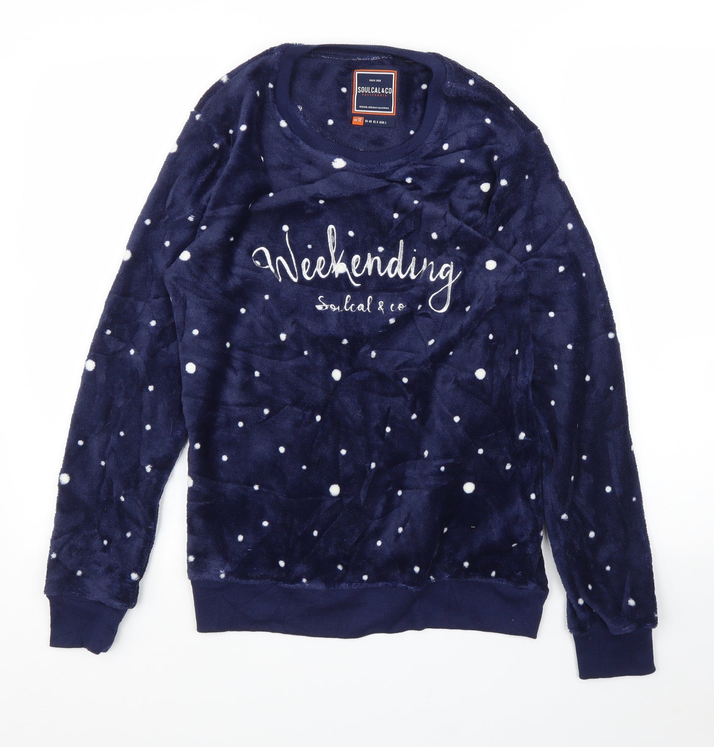 SoulCal&Co Womens Blue Polka Dot  Pullover Jumper Size 12  - PJ top