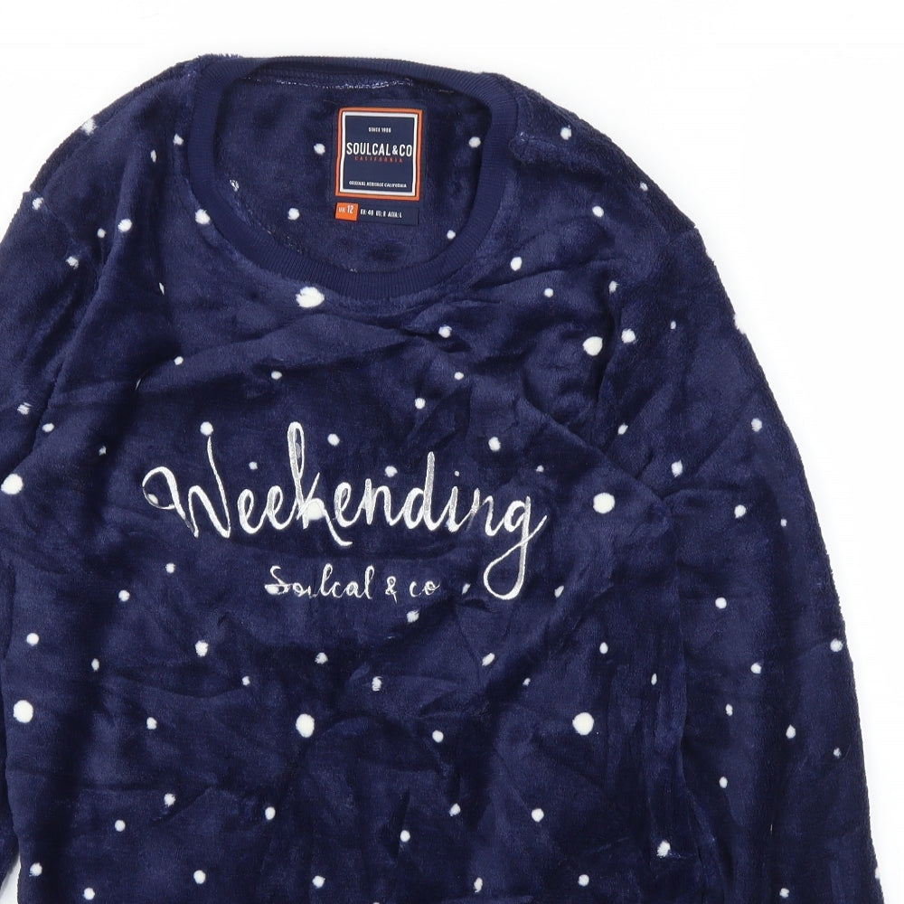 SoulCal&Co Womens Blue Polka Dot  Pullover Jumper Size 12  - PJ top