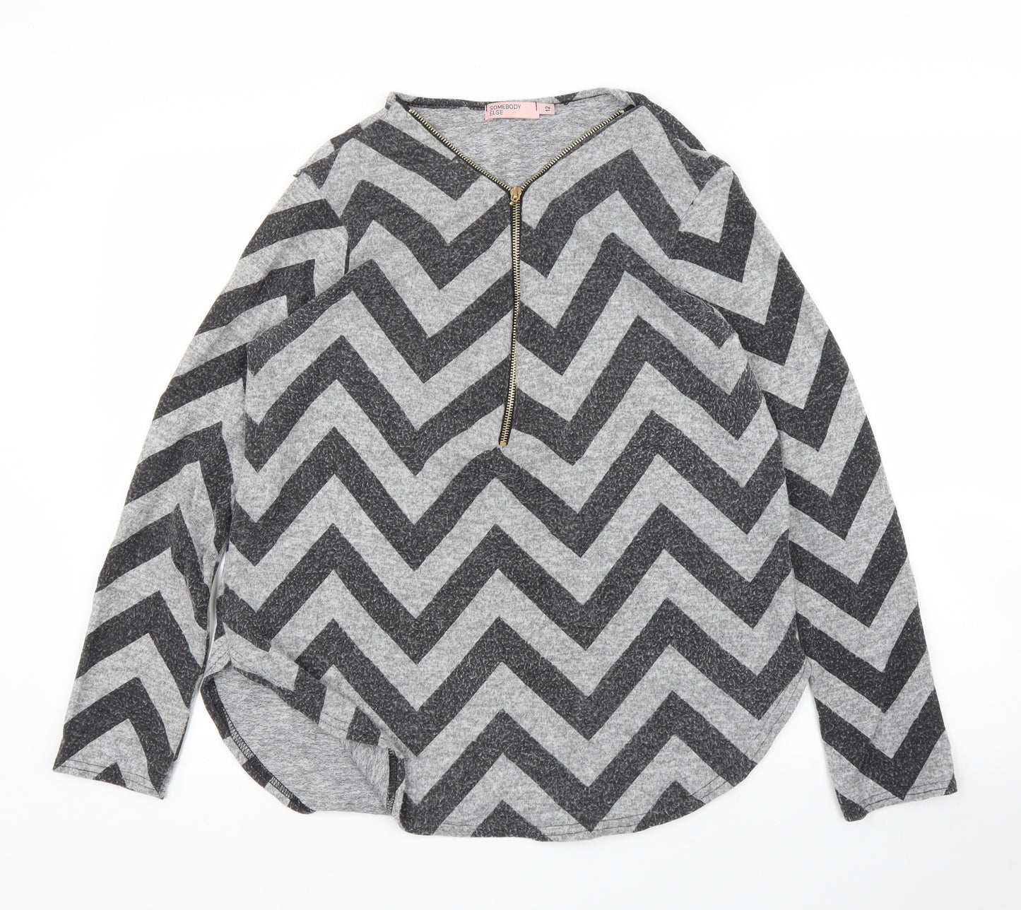Somebody Else Womens Grey Striped  Basic Blouse Size 12