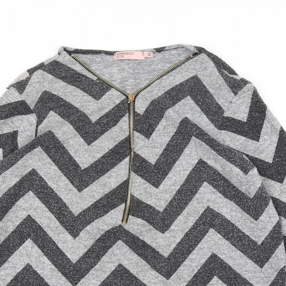Somebody Else Womens Grey Striped  Basic Blouse Size 12