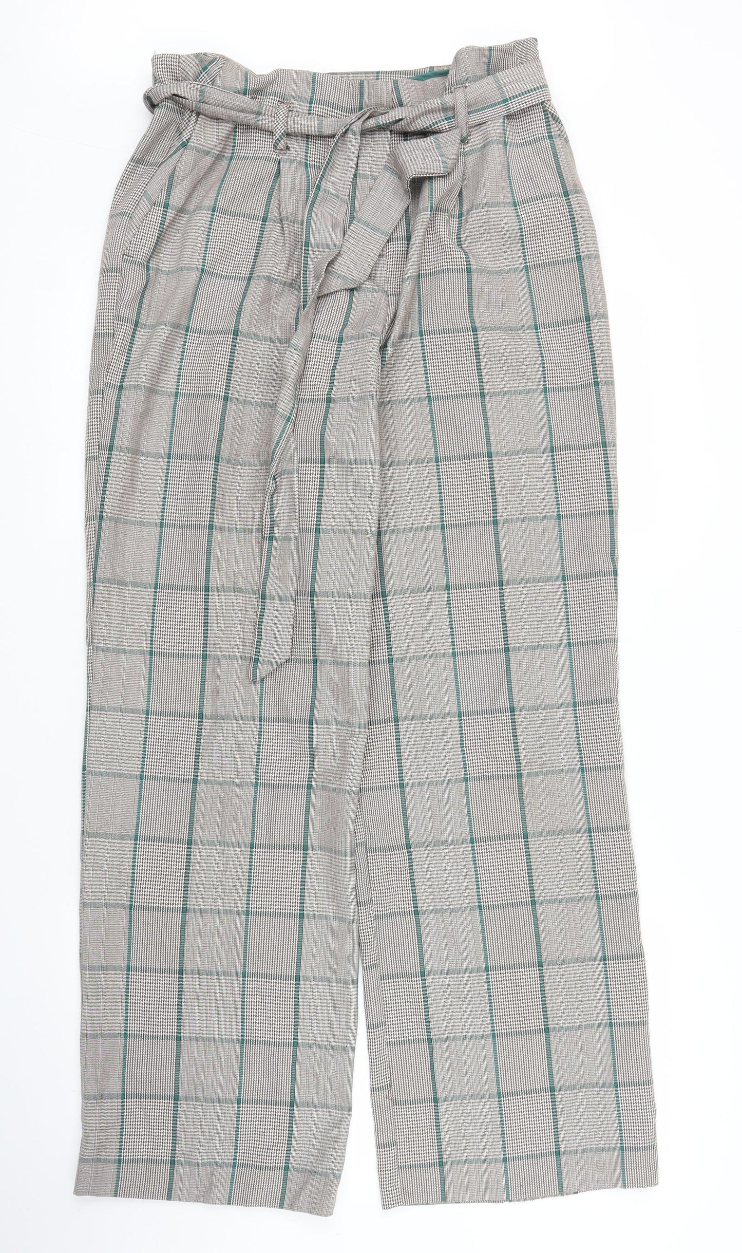 TU Womens Grey Plaid  Trousers  Size 12 L31 in