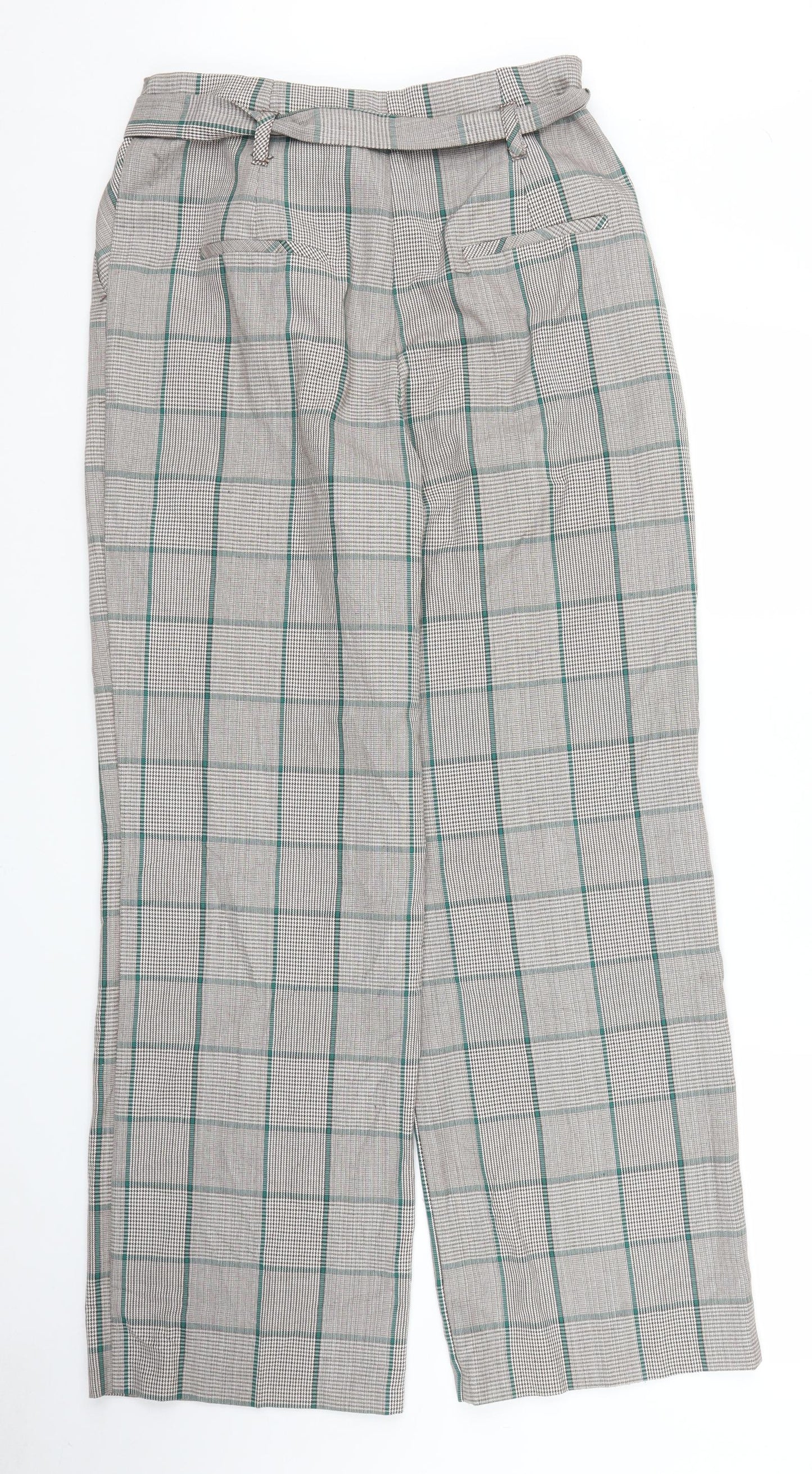TU Womens Grey Plaid  Trousers  Size 12 L31 in