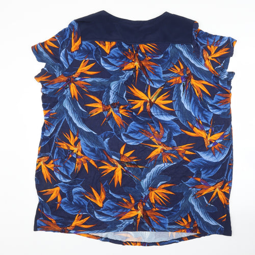 George Womens Blue Floral  Basic T-Shirt Size 24