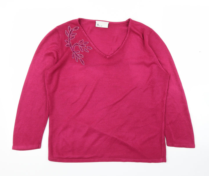 BHS Womens Pink Floral  Pullover Jumper Size 14