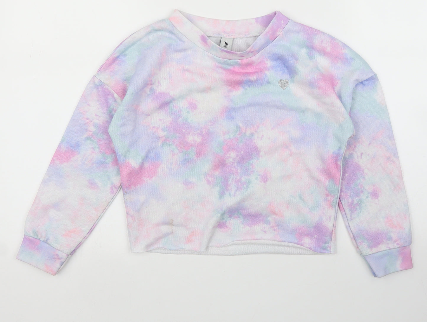 TU Girls Purple   Pullover Jumper Size 7 Years  - Tie dye