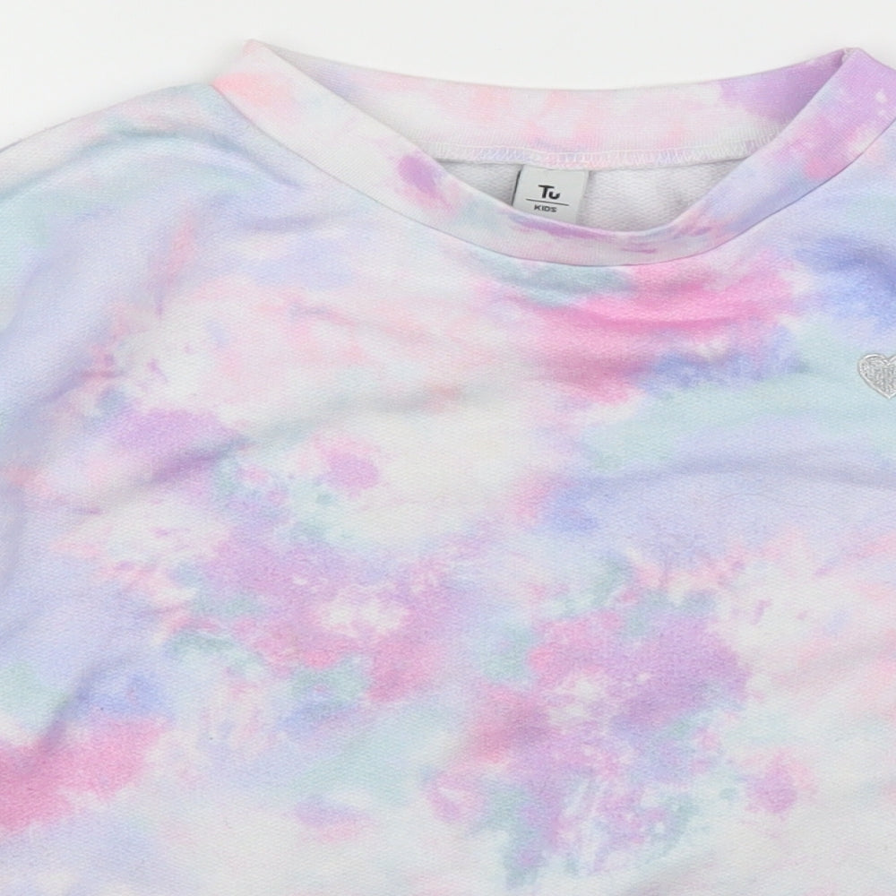 TU Girls Purple   Pullover Jumper Size 7 Years  - Tie dye
