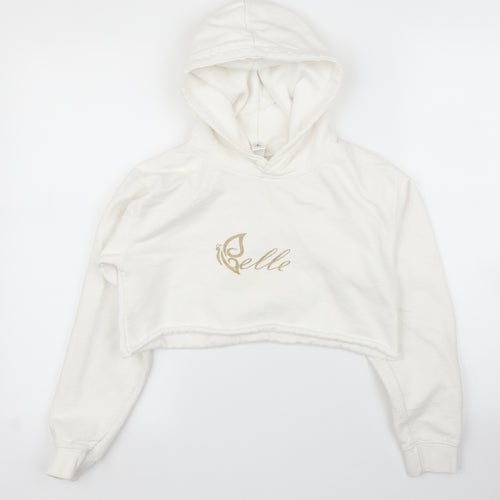 Just Hoods Girls White   Pullover Hoodie Size M
