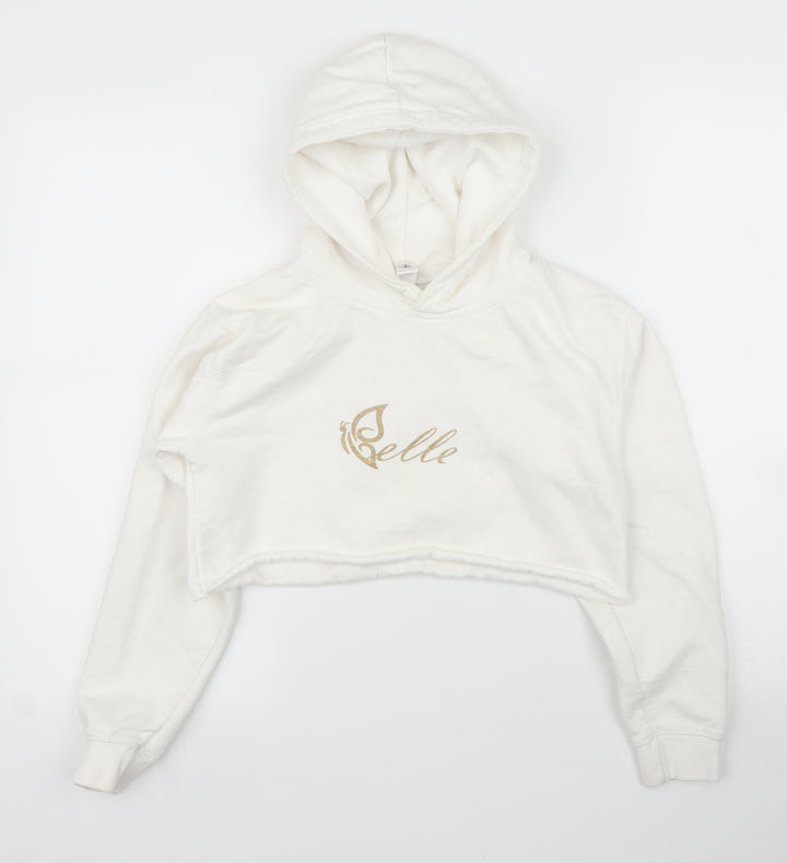 Just Hoods Girls White   Pullover Hoodie Size M