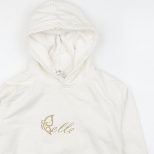 Just Hoods Girls White   Pullover Hoodie Size M