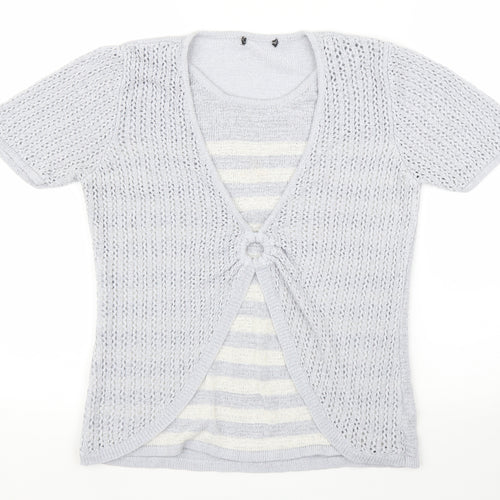 BM Womens Blue Striped  Pullover Jumper Size S