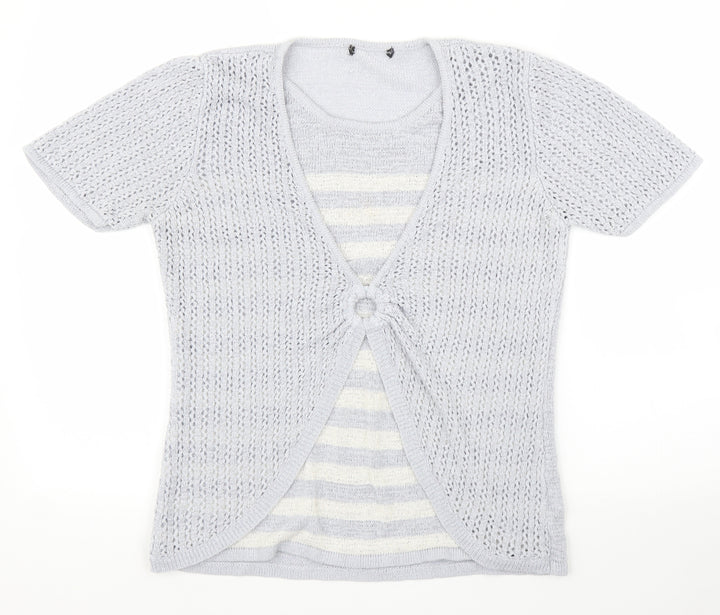 BM Womens Blue Striped  Pullover Jumper Size S