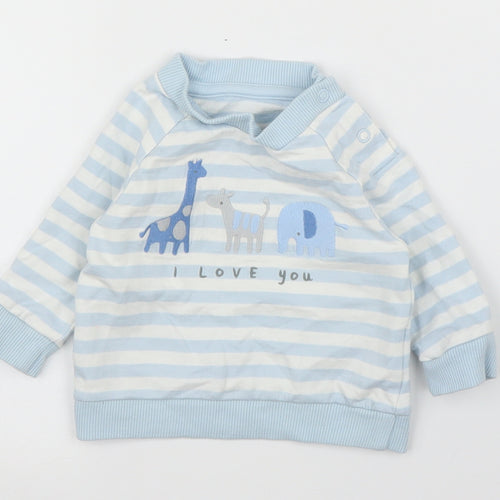 Mothercare Boys Blue Striped  Pullover Jumper Size 0-3 Months
