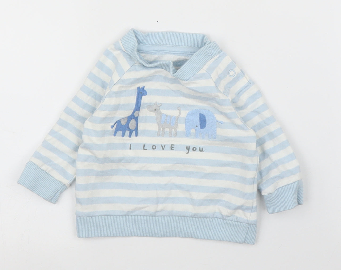 Mothercare Boys Blue Striped  Pullover Jumper Size 0-3 Months