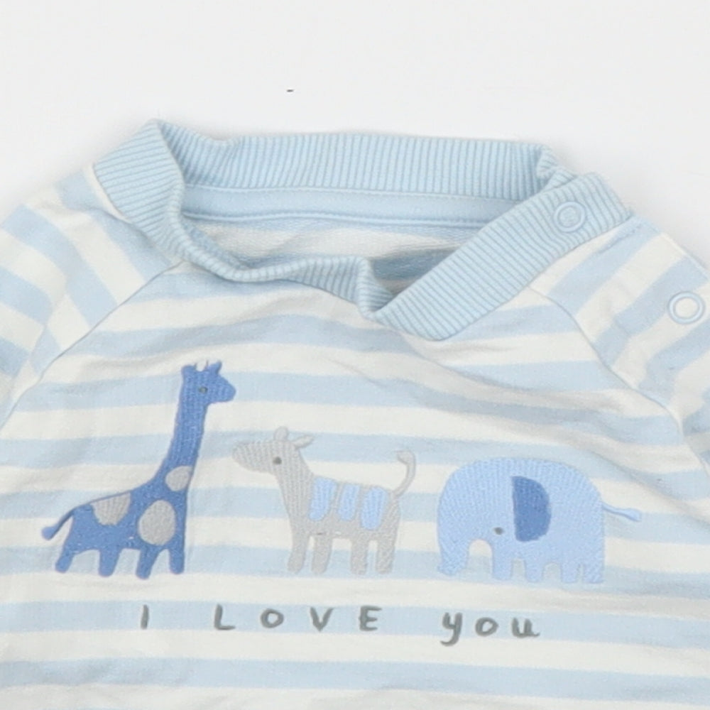 Mothercare Boys Blue Striped  Pullover Jumper Size 0-3 Months