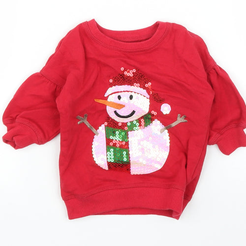NEXT Girls Red   Pullover Jumper Size 3-6 Months  - Christmas