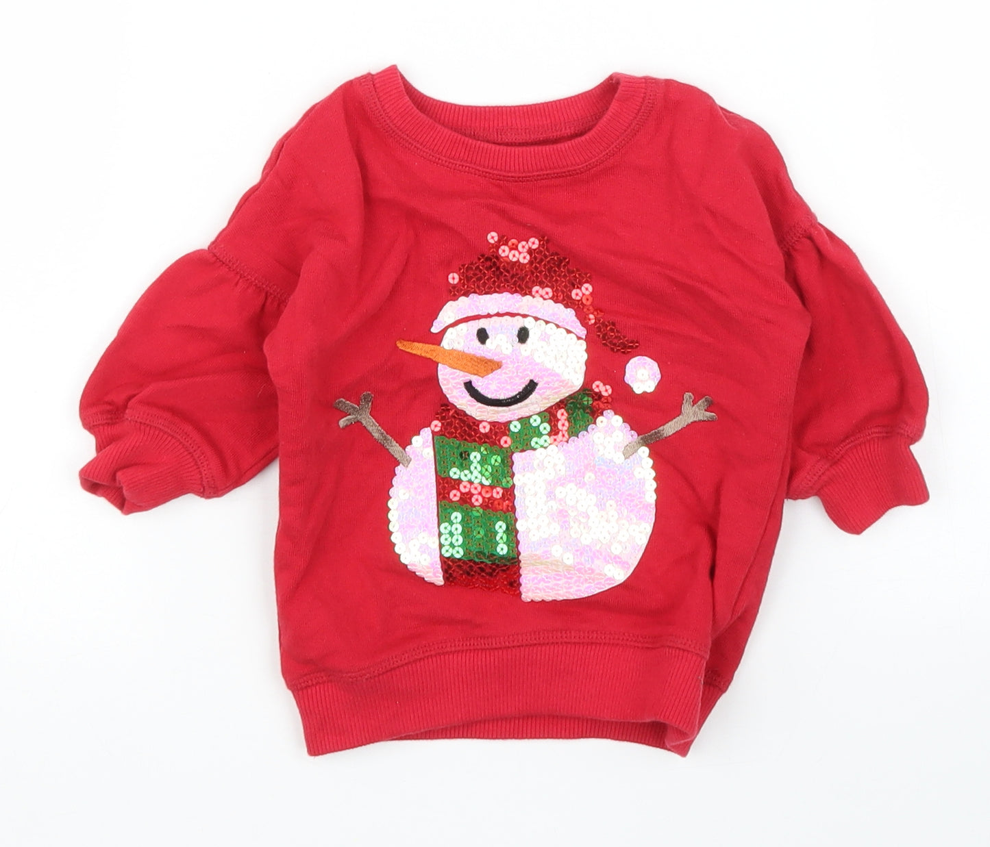 NEXT Girls Red   Pullover Jumper Size 3-6 Months  - Christmas