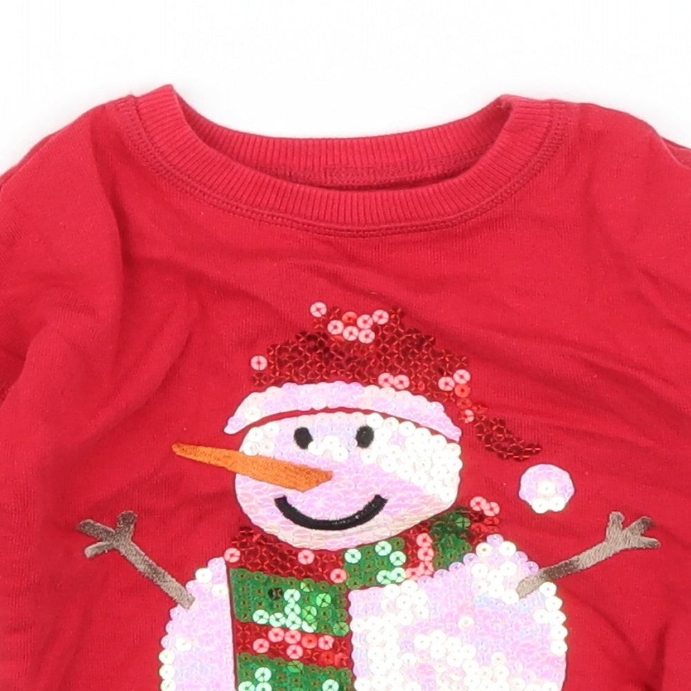 NEXT Girls Red   Pullover Jumper Size 3-6 Months  - Christmas