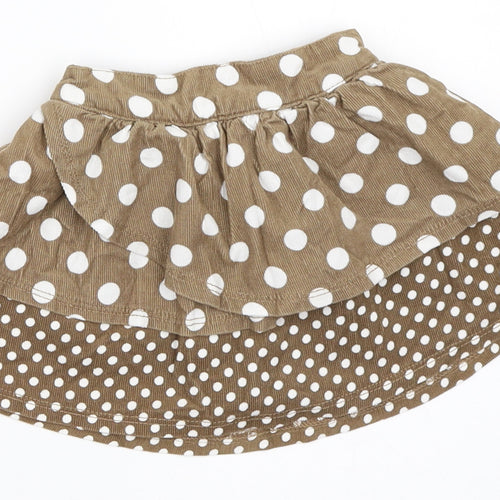 TU Girls Brown Polka Dot Corduroy Skater Skirt Size 3-6 Months