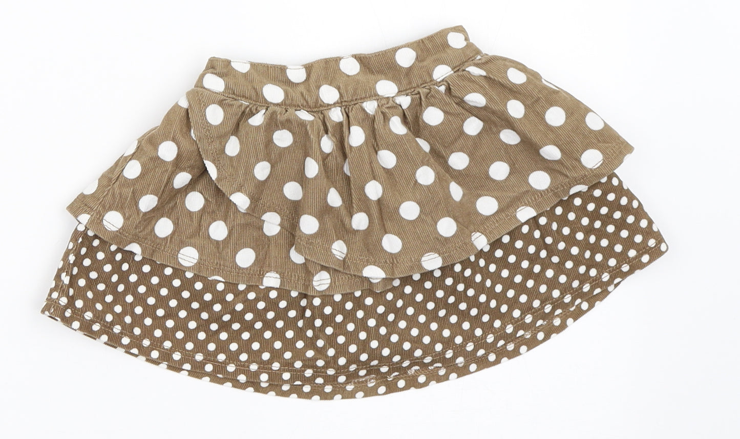 TU Girls Brown Polka Dot Corduroy Skater Skirt Size 3-6 Months