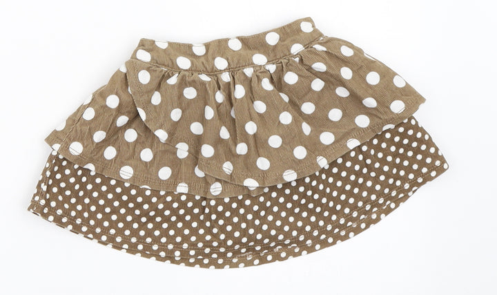 TU Girls Brown Polka Dot Corduroy Skater Skirt Size 3-6 Months