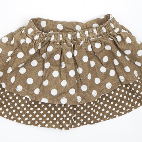 TU Girls Brown Polka Dot Corduroy Skater Skirt Size 3-6 Months