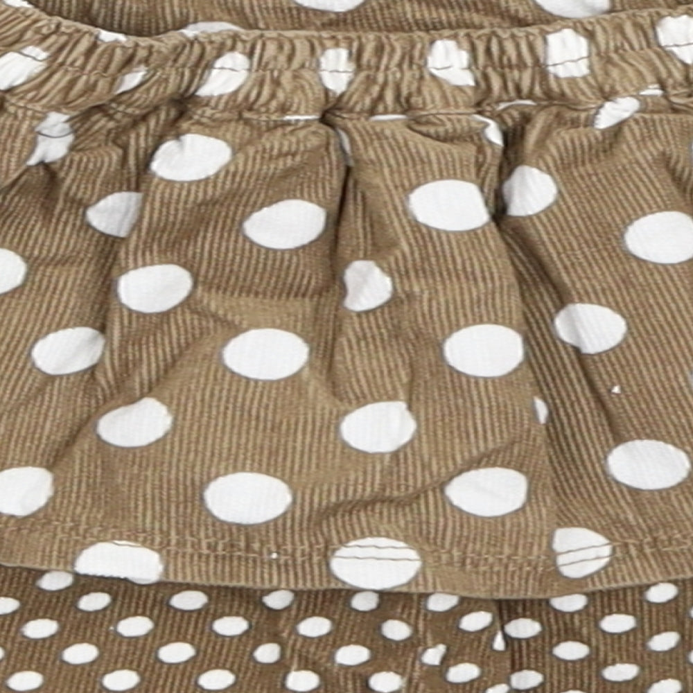 TU Girls Brown Polka Dot Corduroy Skater Skirt Size 3-6 Months