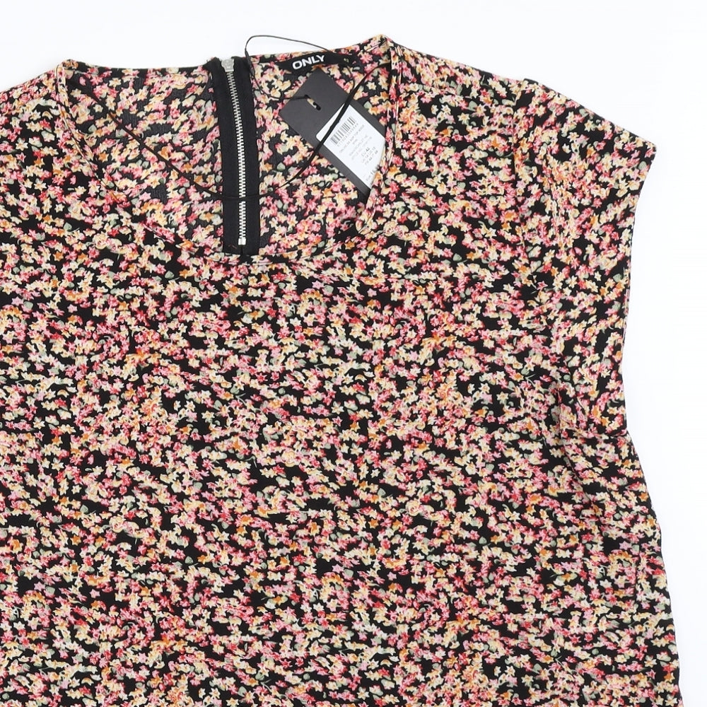 Only Womens Black Floral  Basic Blouse Size 14