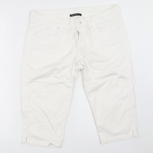 COTTON CLUB Womens White   Cropped Trousers Size 40