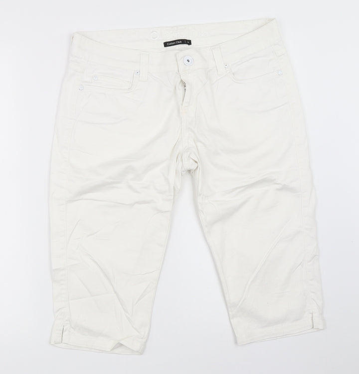 COTTON CLUB Womens White Cropped Trousers Size 40