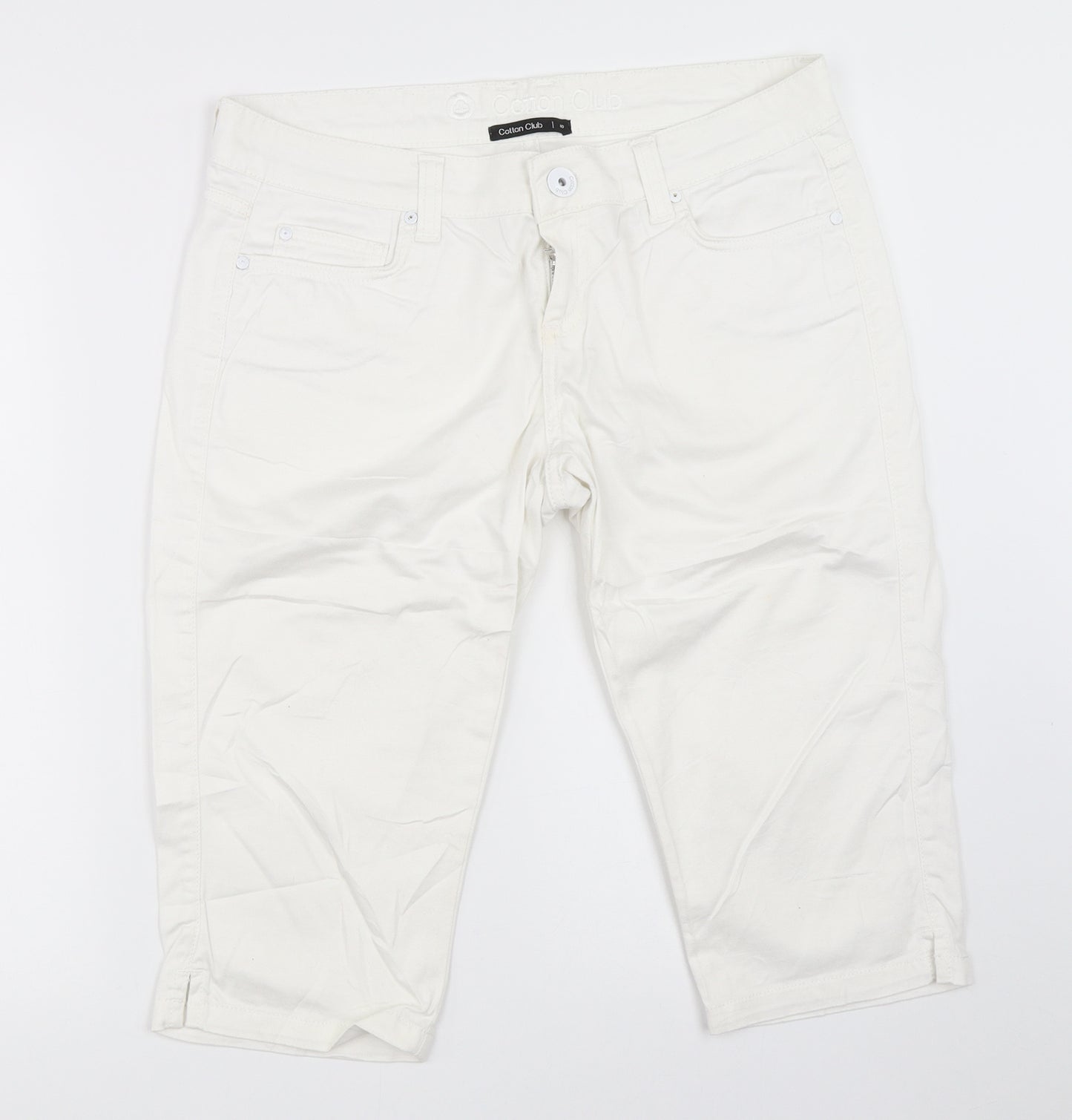 COTTON CLUB Womens White   Cropped Trousers Size 40