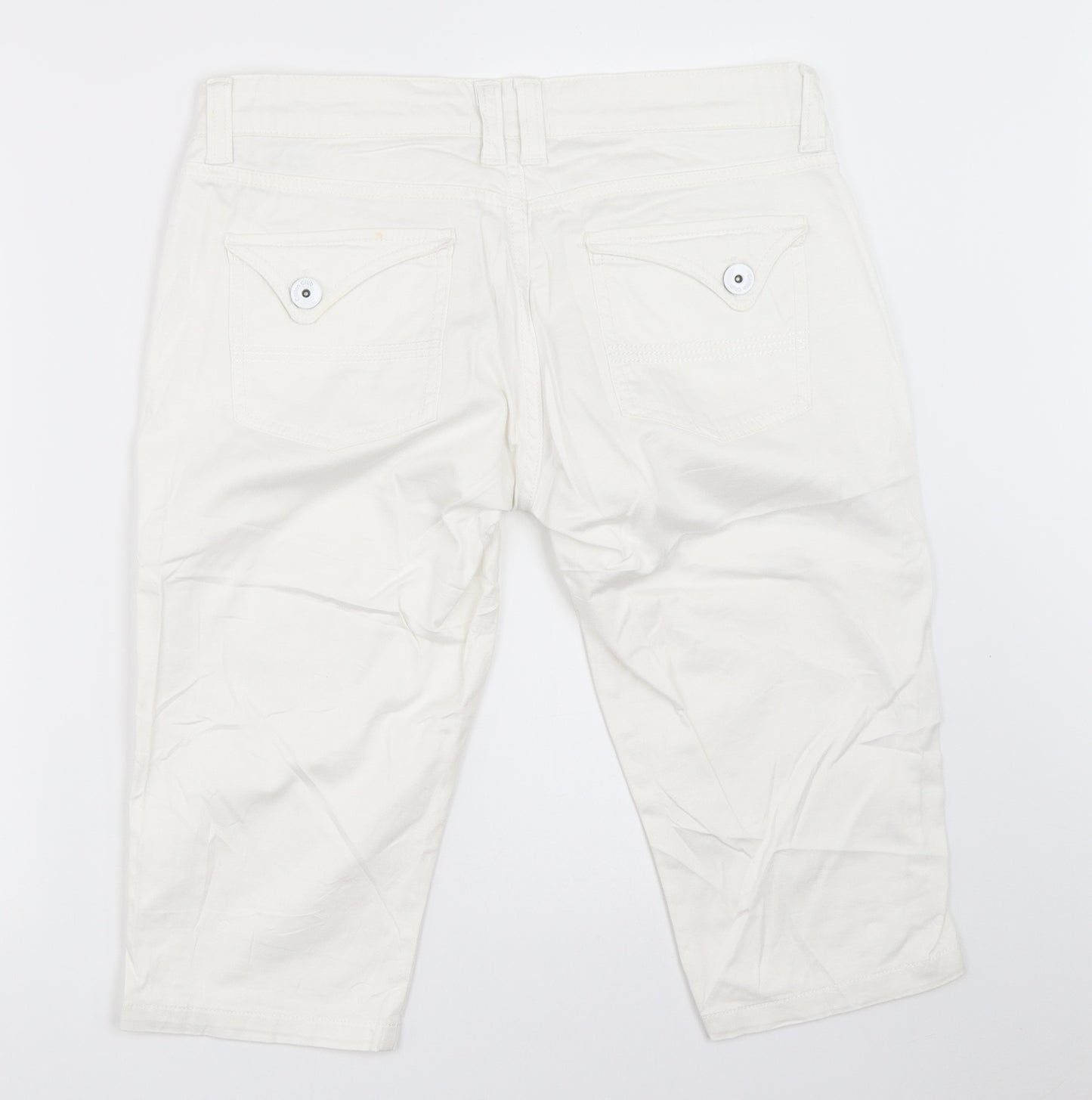 COTTON CLUB Womens White   Cropped Trousers Size 40