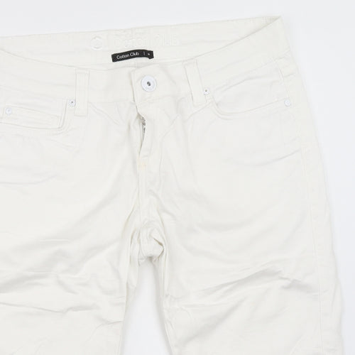 COTTON CLUB Womens White   Cropped Trousers Size 40