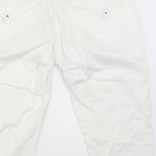 COTTON CLUB Womens White   Cropped Trousers Size 40