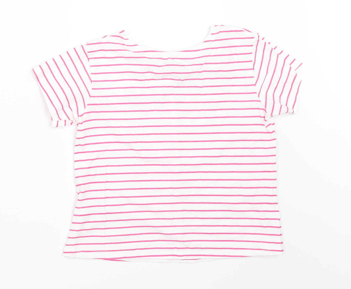 Primark Girls White Striped  Basic T-Shirt Size 7-8 Years