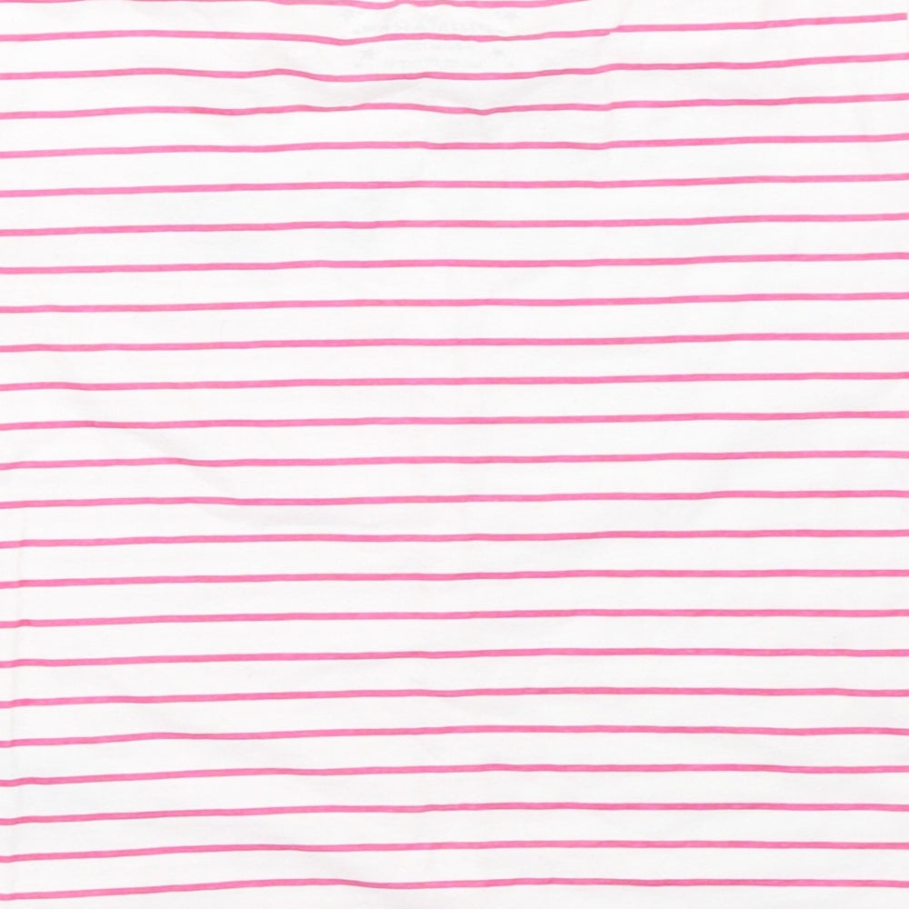 Primark Girls White Striped  Basic T-Shirt Size 7-8 Years