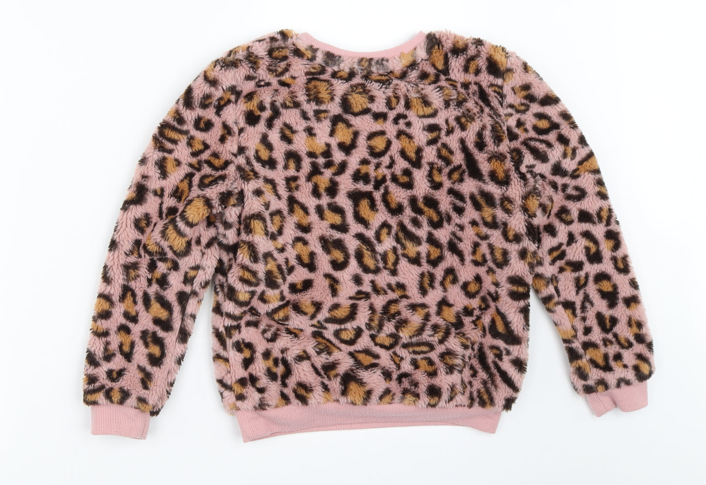 George Girls Pink Animal Print  Pullover Sweatshirt Size 7-8 Years