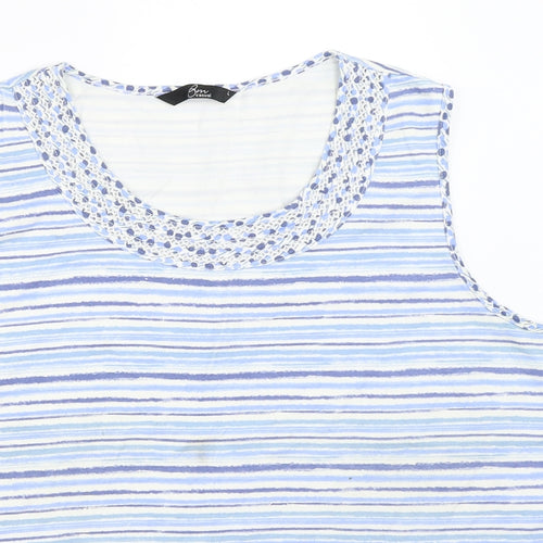 BM Womens Blue Striped  Basic Tank Size L