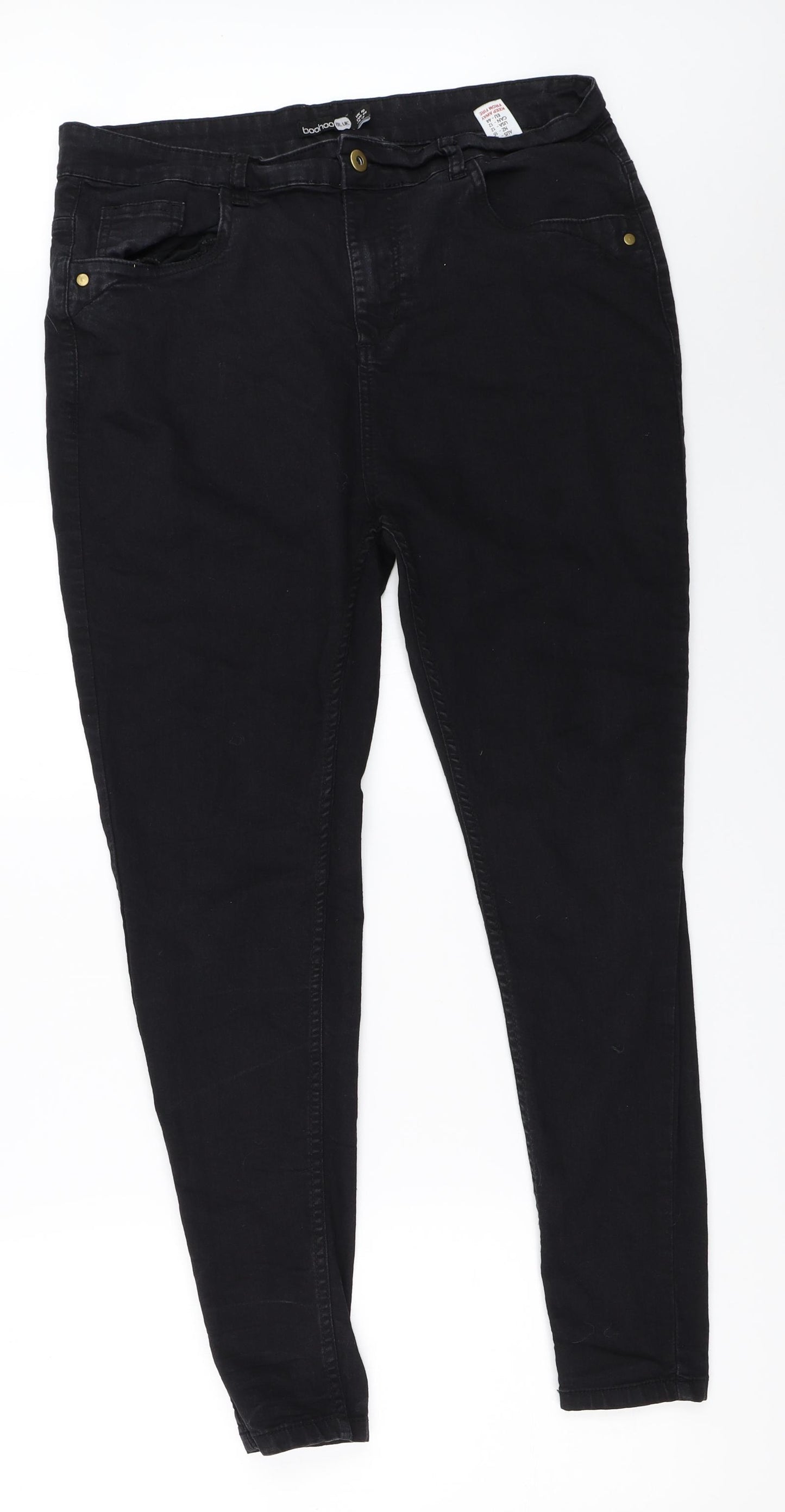 Boohoo Womens Black   Skinny Jeans Size 16 L27.5 in