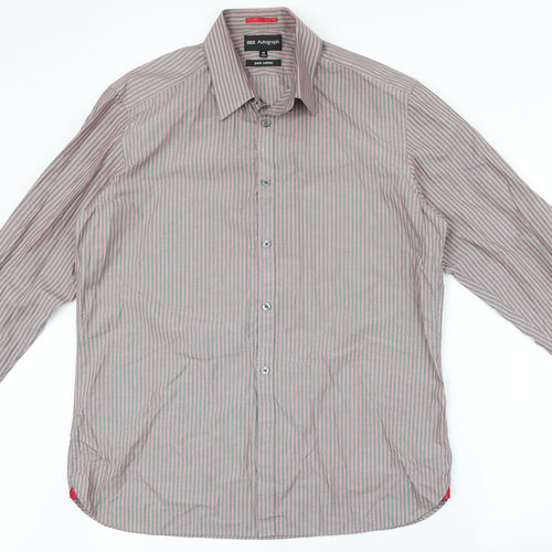 Marks and Spencer Mens Grey Striped   Button-Up Size 42