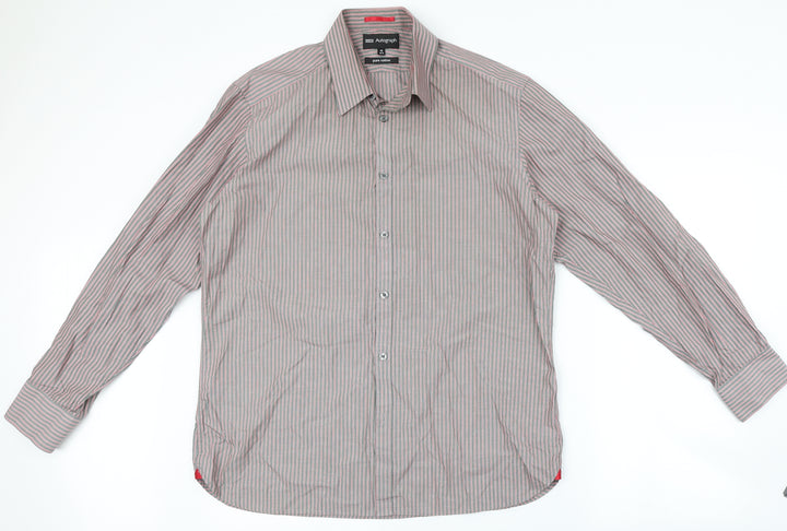 Marks and Spencer Mens Grey Striped   Button-Up Size 42