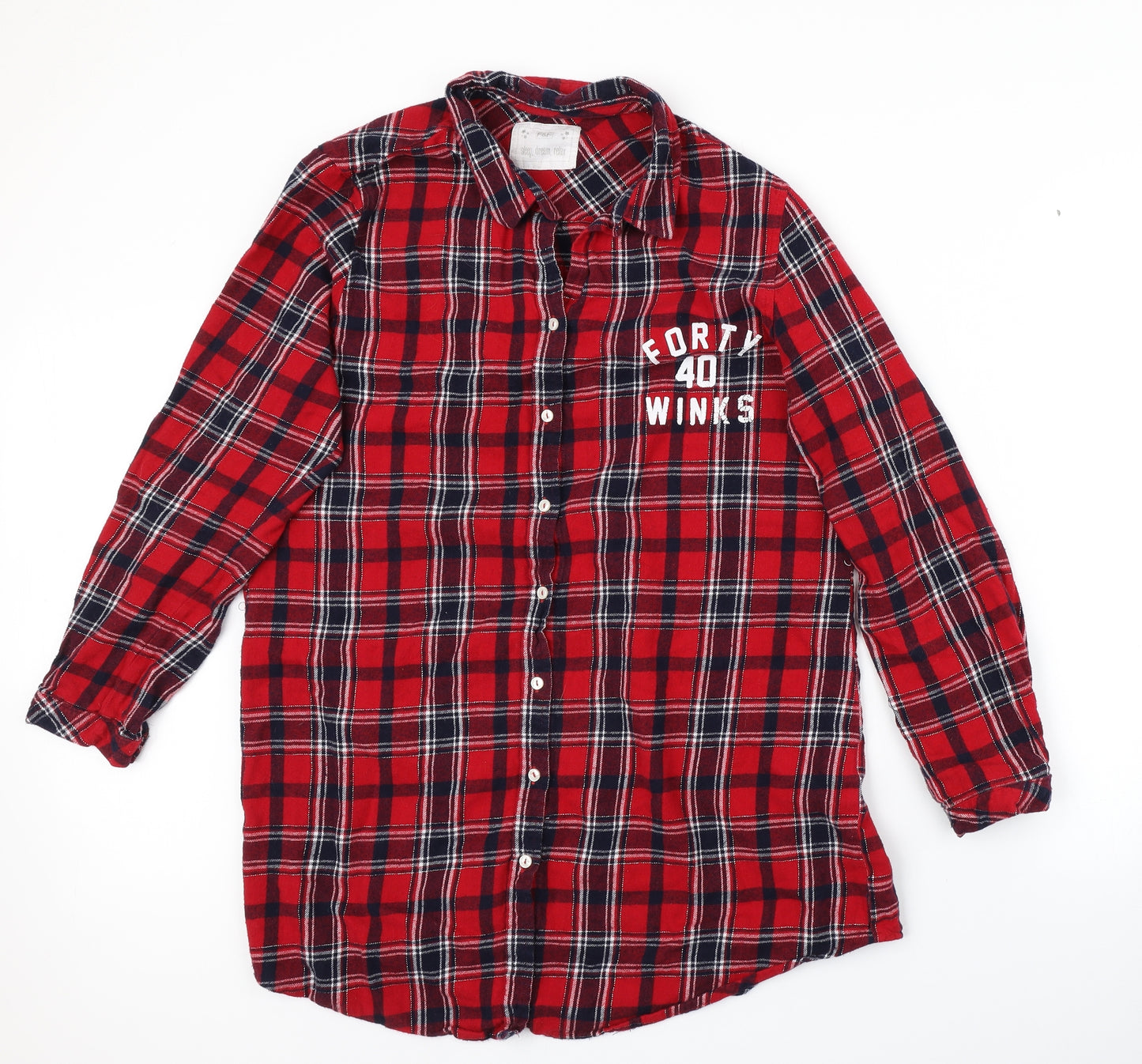 F&F Womens Red Plaid  Top Nightshirt Size 14