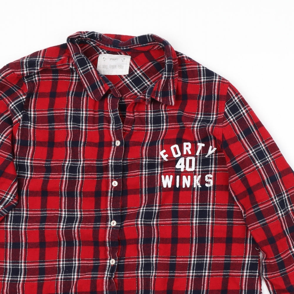 F&F Womens Red Plaid  Top Nightshirt Size 14