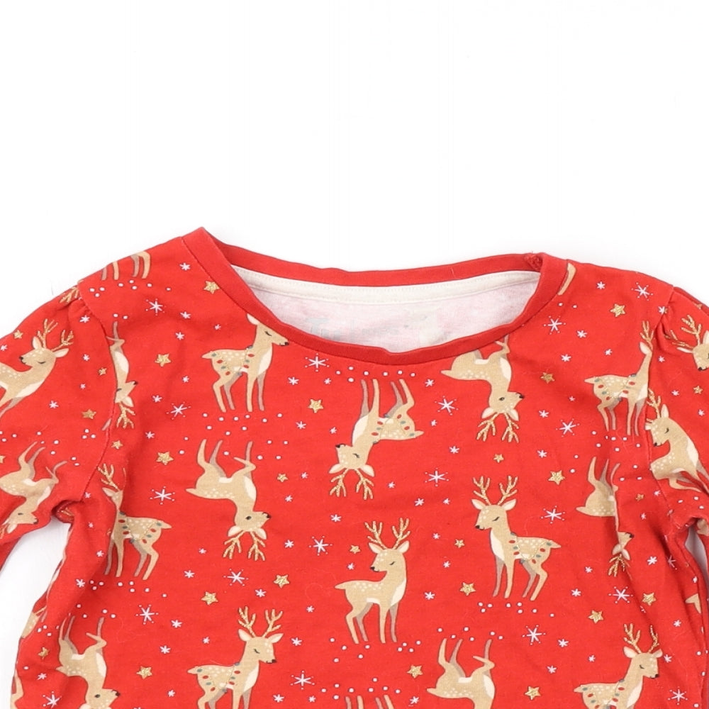 TU Girls Red   Basic T-Shirt Size 6-7 Years  - Christmas Tshirt