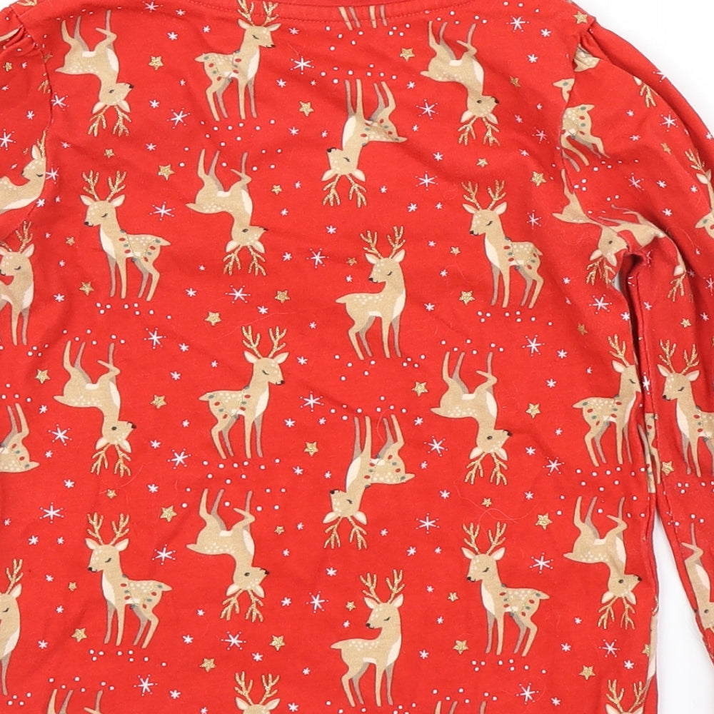 TU Girls Red   Basic T-Shirt Size 6-7 Years  - Christmas Tshirt