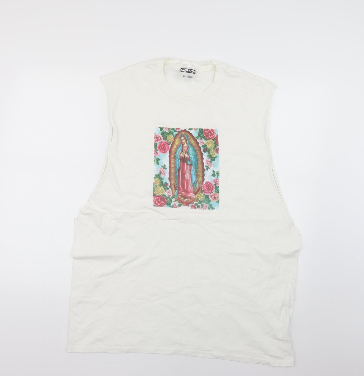 hnr lon Mens White Geometric   T-Shirt Size S