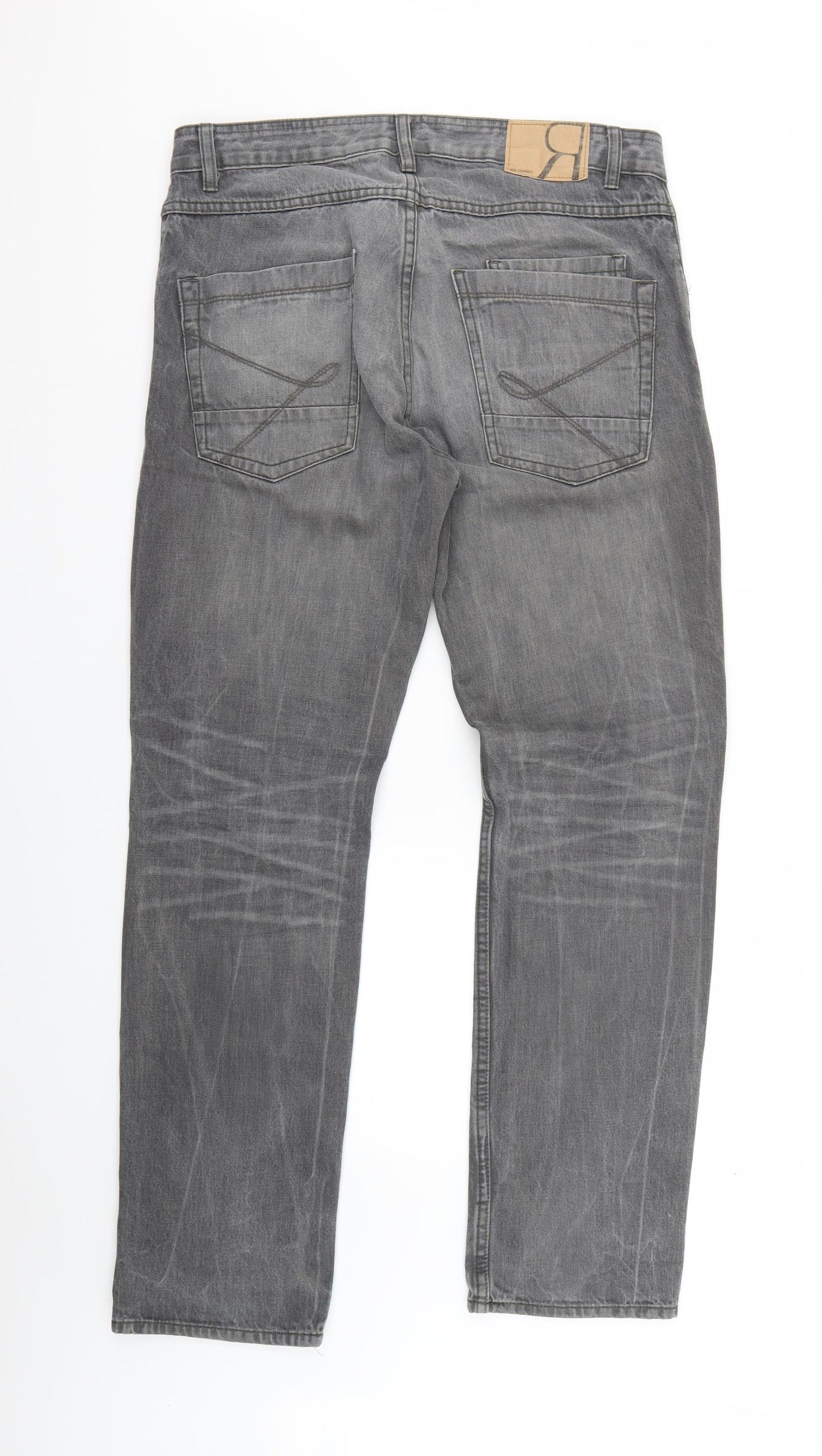 Red Herring Mens Grey   Straight Jeans Size 34 L29 in