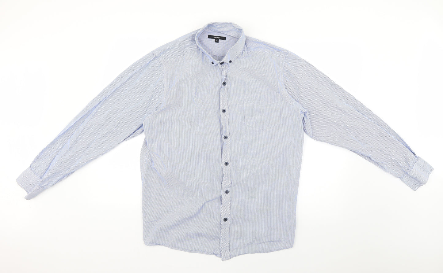 George Mens Multicoloured Striped   Dress Shirt Size L