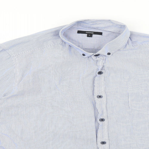 George Mens Multicoloured Striped   Dress Shirt Size L