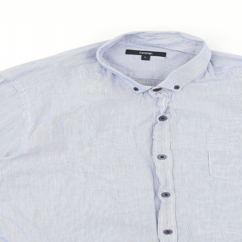 George Mens Multicoloured Striped   Dress Shirt Size L